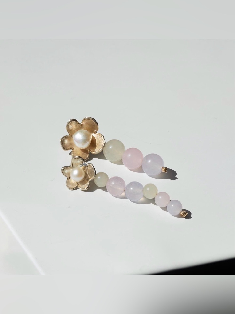 Anita Berisha Pastel Dreams Daisy Earrings NWT Jade Pearl Drop